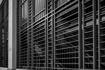 Somber Black and White High Security Gate and Fencing.