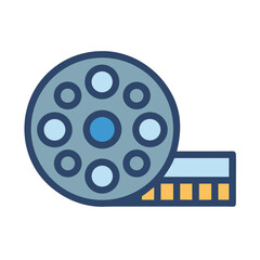 Film reel illustration with neutral colors on black background
