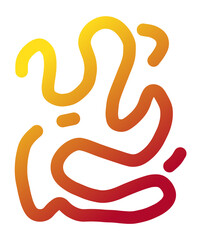 Abstract gradient squiggle pattern. Colorful wavy line shape for modern background, decoration, or digital design element on transparent background. Doodle line PNG.