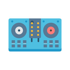 Simple flat illustration of audio mixing console on black