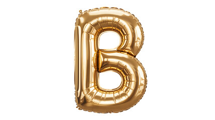 Golden b letter balloon isolated on transparent background