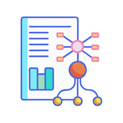 Data analysis flowchart diagram on report paper background illustration