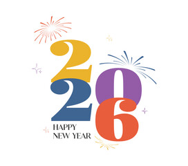 Colorful Happy New Year 2026 Creative Typography Design