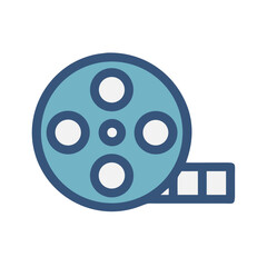 Classic film reel icon on black background illustration image