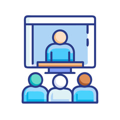 Online meeting vector icon displaying virtual team collaboration