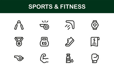 Functional Sports and Fitness Icon Library enabling Gym Apps, Fitness Programs, and Athletic Dashboards
