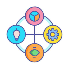 Interconnected business concept icons in a circular formation