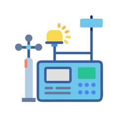 Fototapeta premium Blue weather station icon with signal and anemometer design