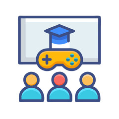 Online gaming education and learning courses concept with students