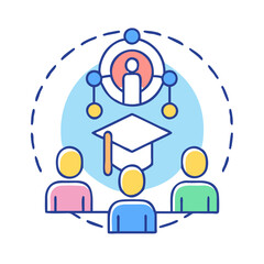 Online education and networking icon with graduation cap symbol