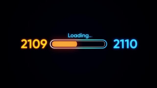 Futuristic loading bar from year 2109 to 2110 progress bar technology