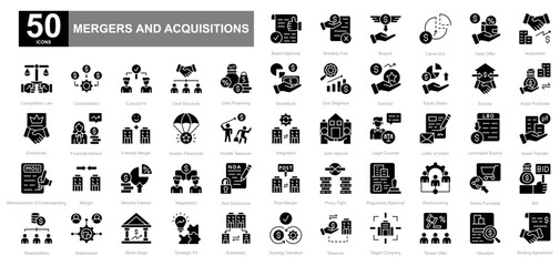 Mergers and Acquisitions glyph iconset