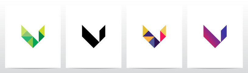 Triangles Geometric Futuristic Minimalist Modern Letter Initial Logo Design V
