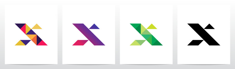 Triangles Geometric Futuristic Minimalist Modern Letter Initial Logo Design X © recehan