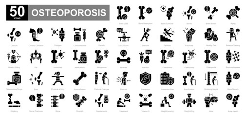Fototapeta premium Osteoporosis glyph iconset