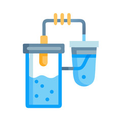 Simplified laboratory setup illustration with interconnected vessels and liquid