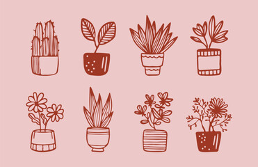 Hand-Drawn Potted Plants Collection