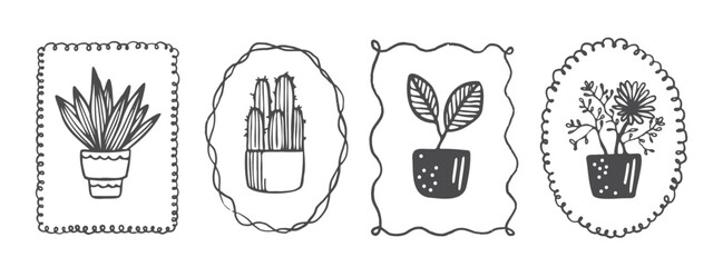 Hand-Drawn Potted Plants Collection