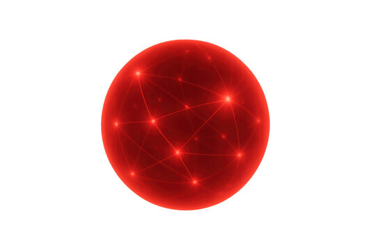 Red glowing sphere showing global network connections and data transfer with abstract technology communication