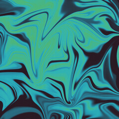 Abstract swirling pattern of green and blue hues with dark accents creating a fluid design
