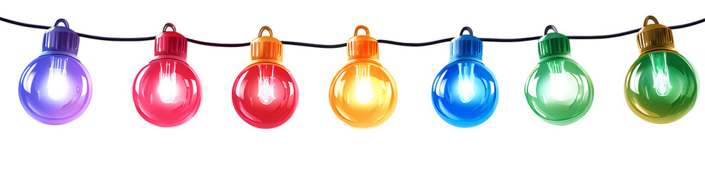 Colorful Celebration Lights Garland on a Transparent Background for Festive Occasions Decor