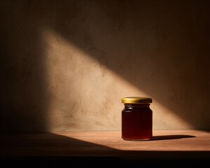 Captivating jar of honey cozy kitchen food photography warm lighting artistic perspective culinary delight