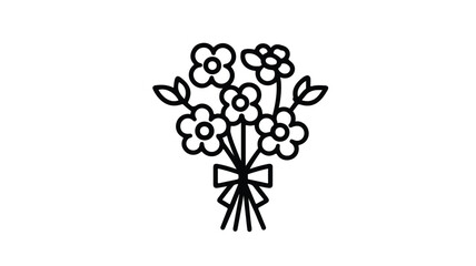 Elegant Bouquet of Flowers Solid Icon for 8 March Concept Vector