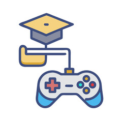 Game controller connected to graduation cap symbolizes educational gaming © MD KAOSAR JAHID