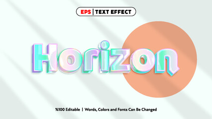 Horizon text effect with pastel colors and 3d style editable vector design for creative projects