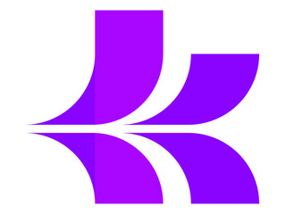 overlapping curved K letter logo design