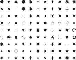 Abstract starburst and geometric shapes collection on white background