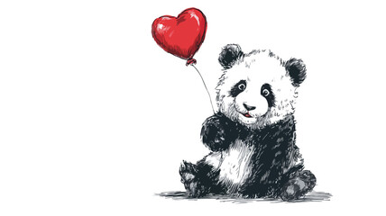 Cute Panda Bear Valentine Vector Illustration for Design Projects