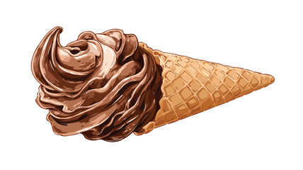 Delicious Chocolate Ice Cream Cone Cartoon Vector Illustration