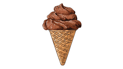 Chocolate Ice Cream Cone Cartoon Vector Illustration for Sweet Treat Designs
