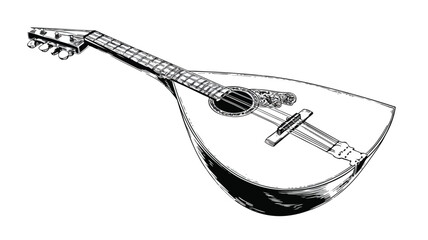 Hand Drawn Balalaika Musical Instrument Vector Illustration