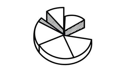 Professional Pie Chart Diagram Line Icon with Marked Part