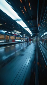 Animated train station on a rainy day