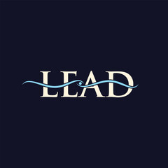 Letter LEAD vector wordmark logo typography.A sophisticated wordmark logo embodying elite leadership, representing prestige and exclusivity.