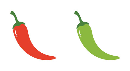 Illustration of two chili peppers one red and one green simple design