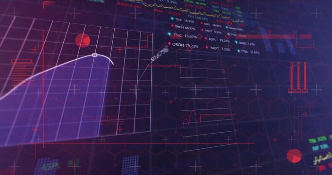 Displaying purpleblue grid on dashboard screen, holding white curve, lit node and % labels