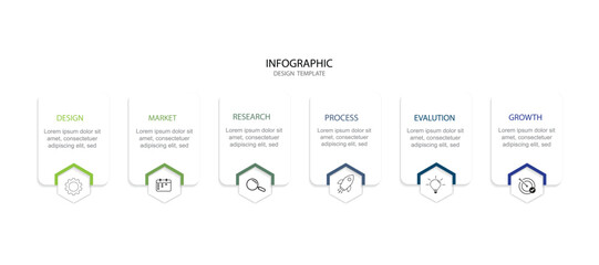 Creative concept for infographic with 6 steps, options, parts or processes. Business data visualization.	