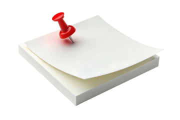 Bright white b sticky note paper with red push pin reminder