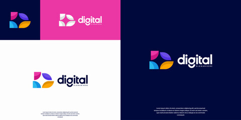 smart digital innovation logo, with abstract letters, science education, electrical system, vector graphic design.