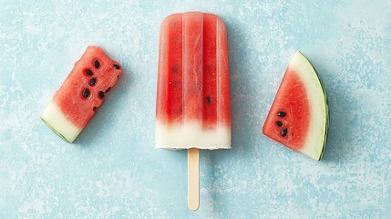 Refreshing watermelon popsicle with slices
