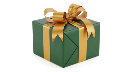 Obraz premium Green Present with Gold Bow - Celebration & Gifting