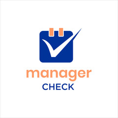 Manager Check logo design, modern calendar checklist icon, business management vector symbol for productivity, planning, schedule and organization concept