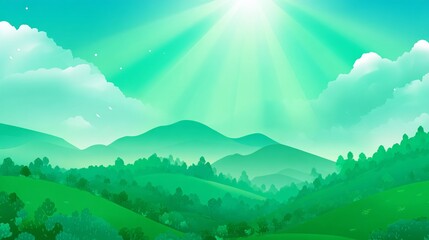 Obraz premium background of a serene landscape where the sky is represented by an ascending vertical gradient color bar. It moves from a rich, dark moss green at the bottom (horizon) to a lighter, ethereal 