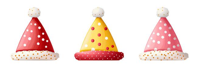 Festive Red Birthday Hat with White Polka Dots and Orange Pom-Pom Trim for Cheerful Celebration