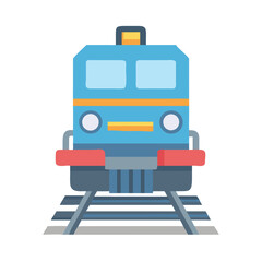 Flat design illustration of a blue train front view © MonoPixel