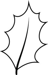 Minimalist black line drawing of a classic holiday holly leaf icon